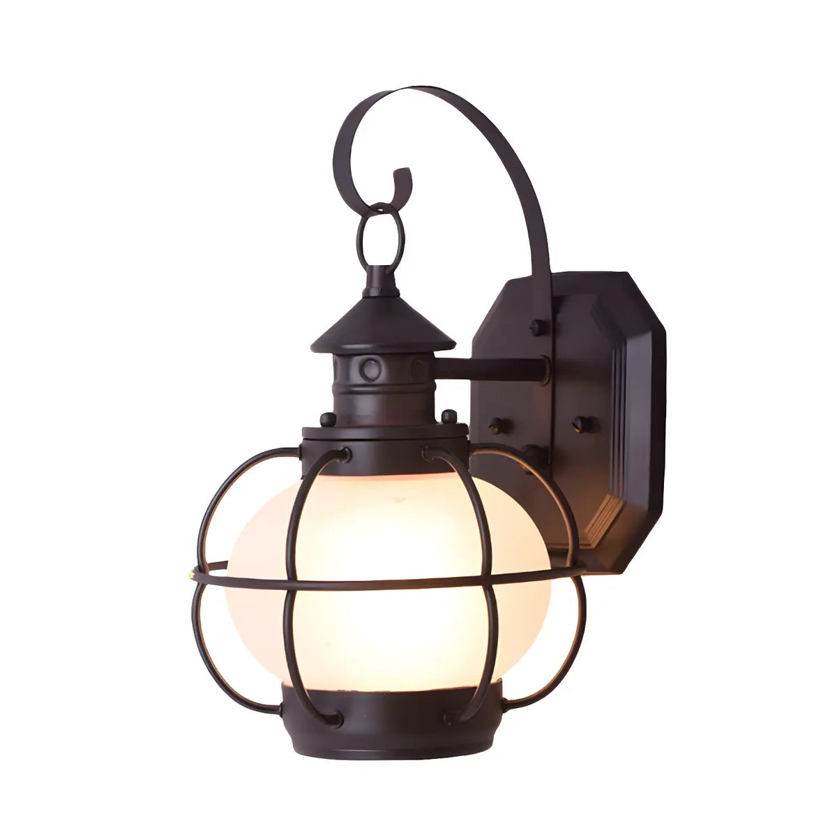 Industrial Globe Bronze Glass Exterior Wall Sconce Light Image - 2