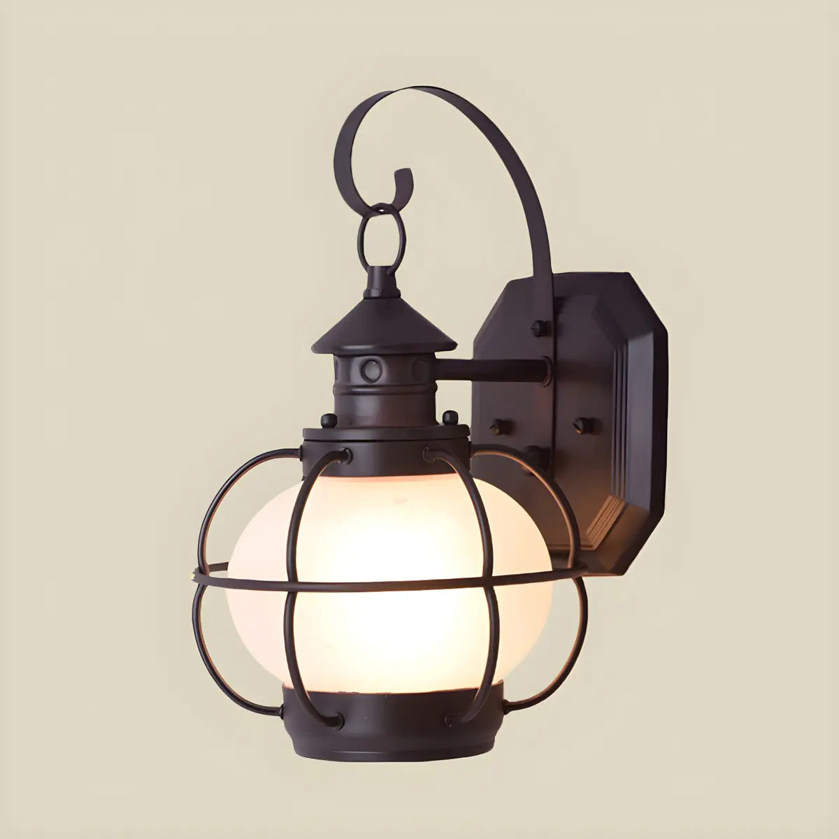 Industrial Globe Bronze Glass Exterior Wall Sconce Light Image - 3