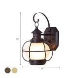 Industrial Globe Bronze Glass Exterior Wall Sconce Light Image - 4