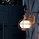 Industrial Globe Bronze Glass Exterior Wall Sconce Light Image - 7