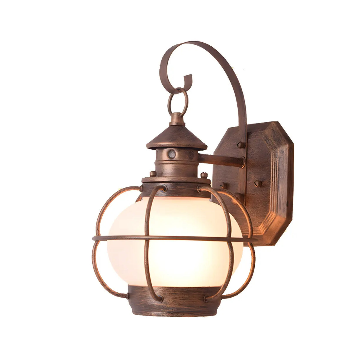 Industrial Globe Bronze Glass Exterior Wall Sconce Light Image - 8