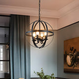 Industrial Globe Cage Dining Room Pendant Chandelier Image - 1