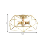 Industrial Gold Geometric Semi-Flush Mount Lamp 3-Light Image - 4