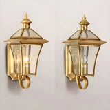 Industrial Gold Glass Exterior Lantern Wall Sconce Image - 10