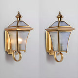 Industrial Gold Glass Exterior Lantern Wall Sconce Image - 11