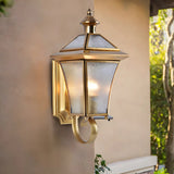 Industrial Gold Glass Exterior Lantern Wall Sconce Image - 15