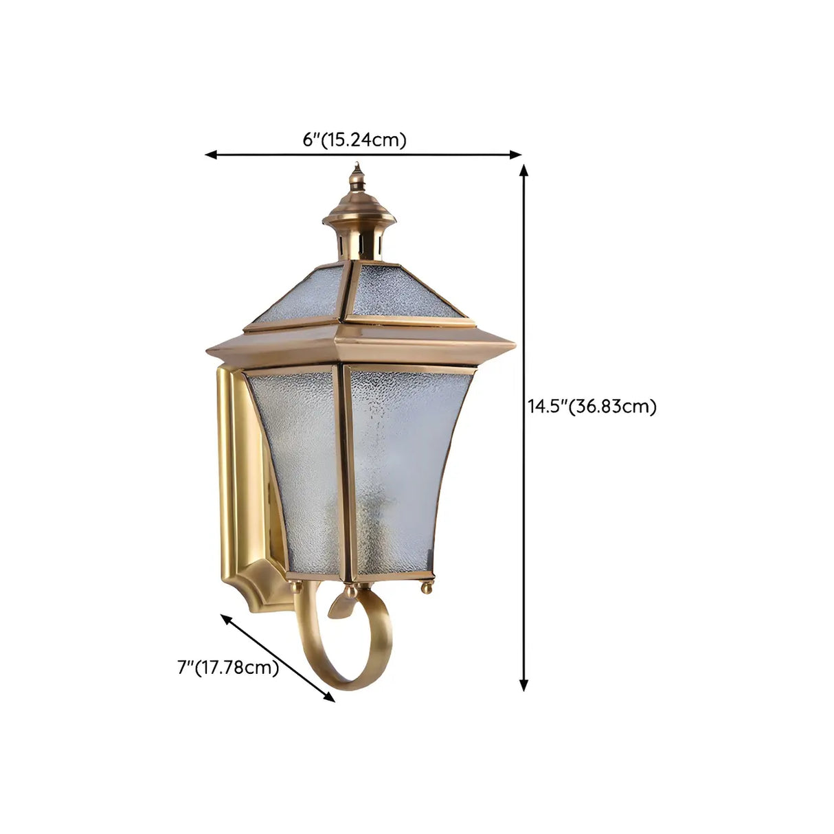 Industrial Gold Glass Exterior Lantern Wall Sconce 