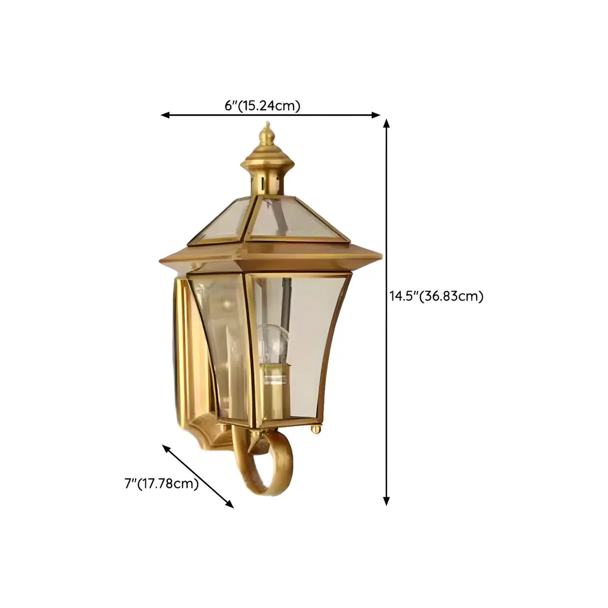 Industrial Gold Glass Exterior Lantern Wall Sconce Image - 17