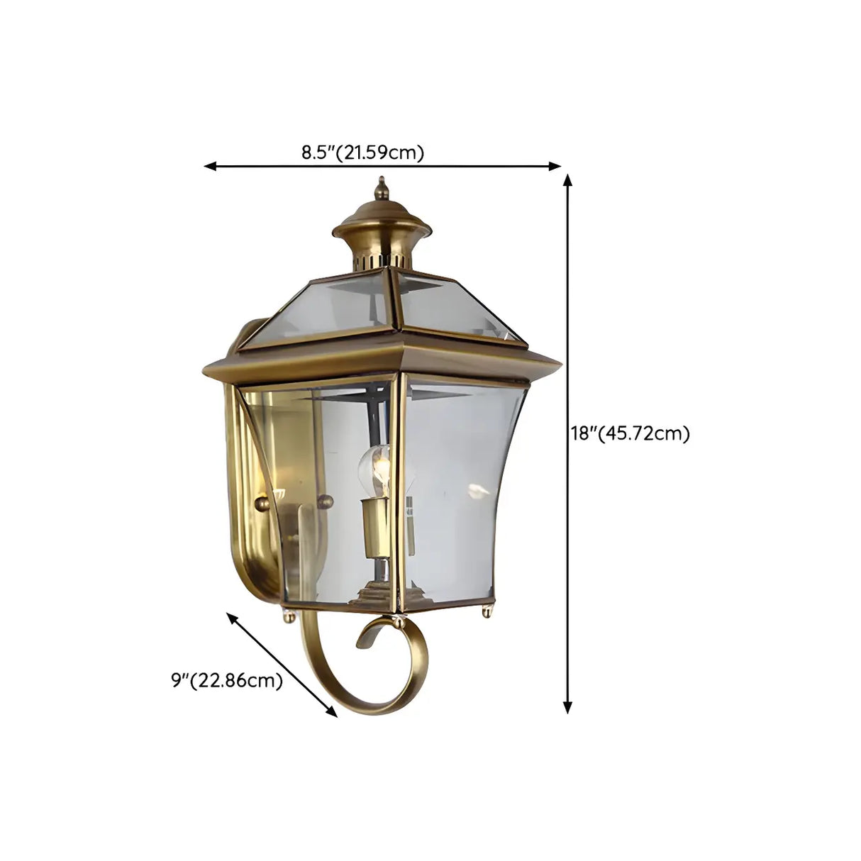 Industrial Gold Glass Exterior Lantern Wall Sconce Image - 18