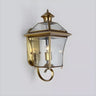 Industrial Gold Glass Exterior Lantern Wall Sconce Image - 2