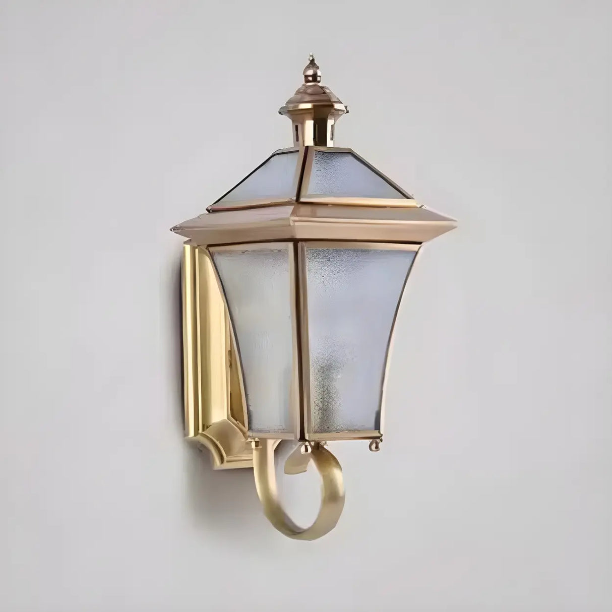 Industrial Gold Glass Exterior Lantern Wall Sconce Image - 5