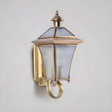 Industrial Gold Glass Exterior Lantern Wall Sconce Image - 5