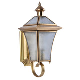 Industrial Gold Glass Exterior Lantern Wall Sconce Image - 8