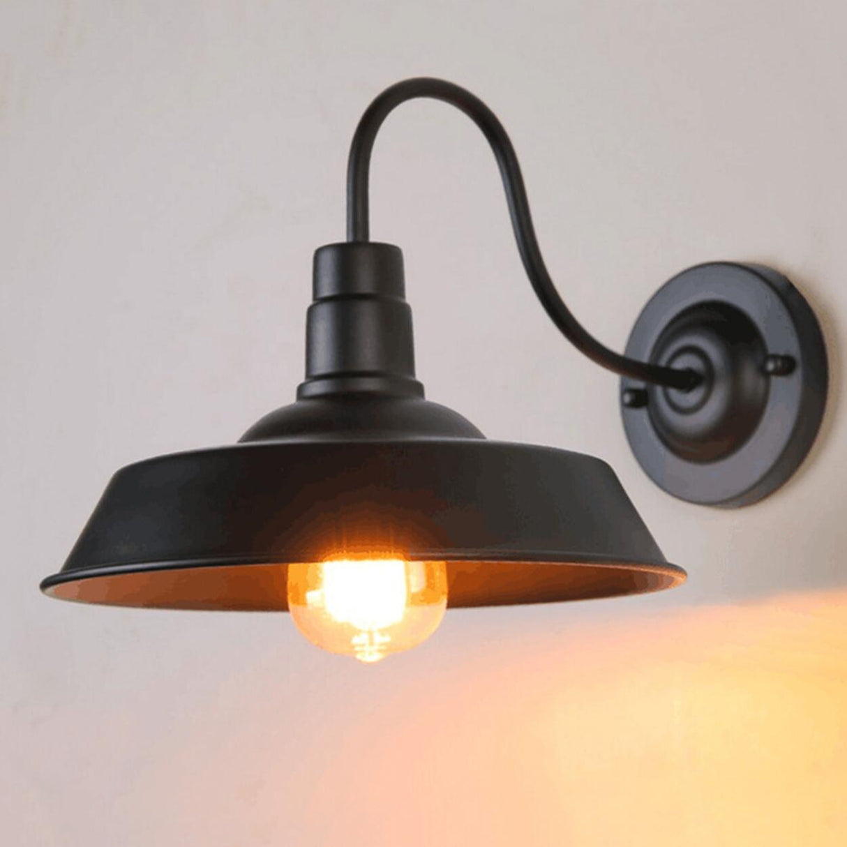 Industrial Gooseneck Black LED Metal Wall Sconce Image - 10