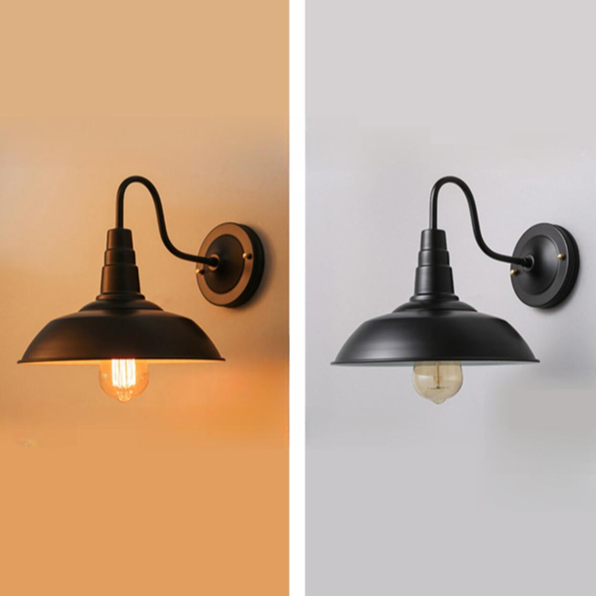 Industrial Gooseneck Black LED Metal Wall Sconce Image - 12