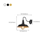 Industrial Gooseneck Black LED Metal Wall Sconce #size