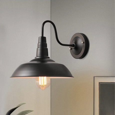 Industrial Gooseneck Black LED Metal Wall Sconce Image - 3