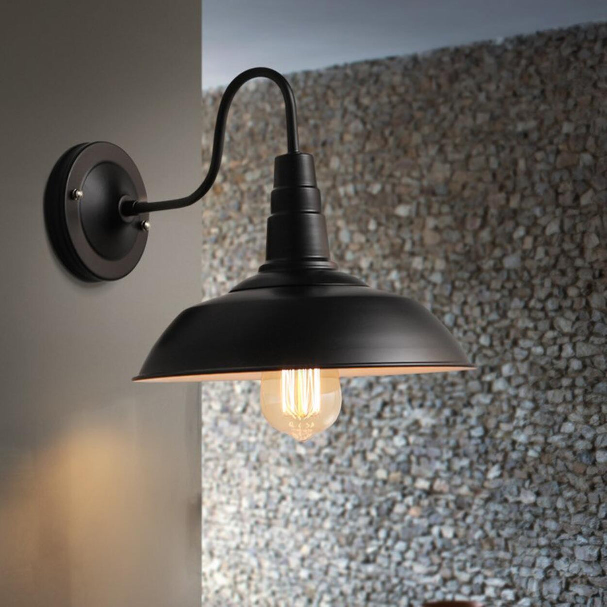 Industrial Gooseneck Black LED Metal Wall Sconce Image - 4