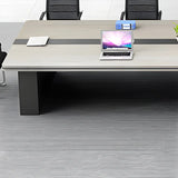 Industrial Gray Wood Curved Conference Desk 12-Person Image - 7