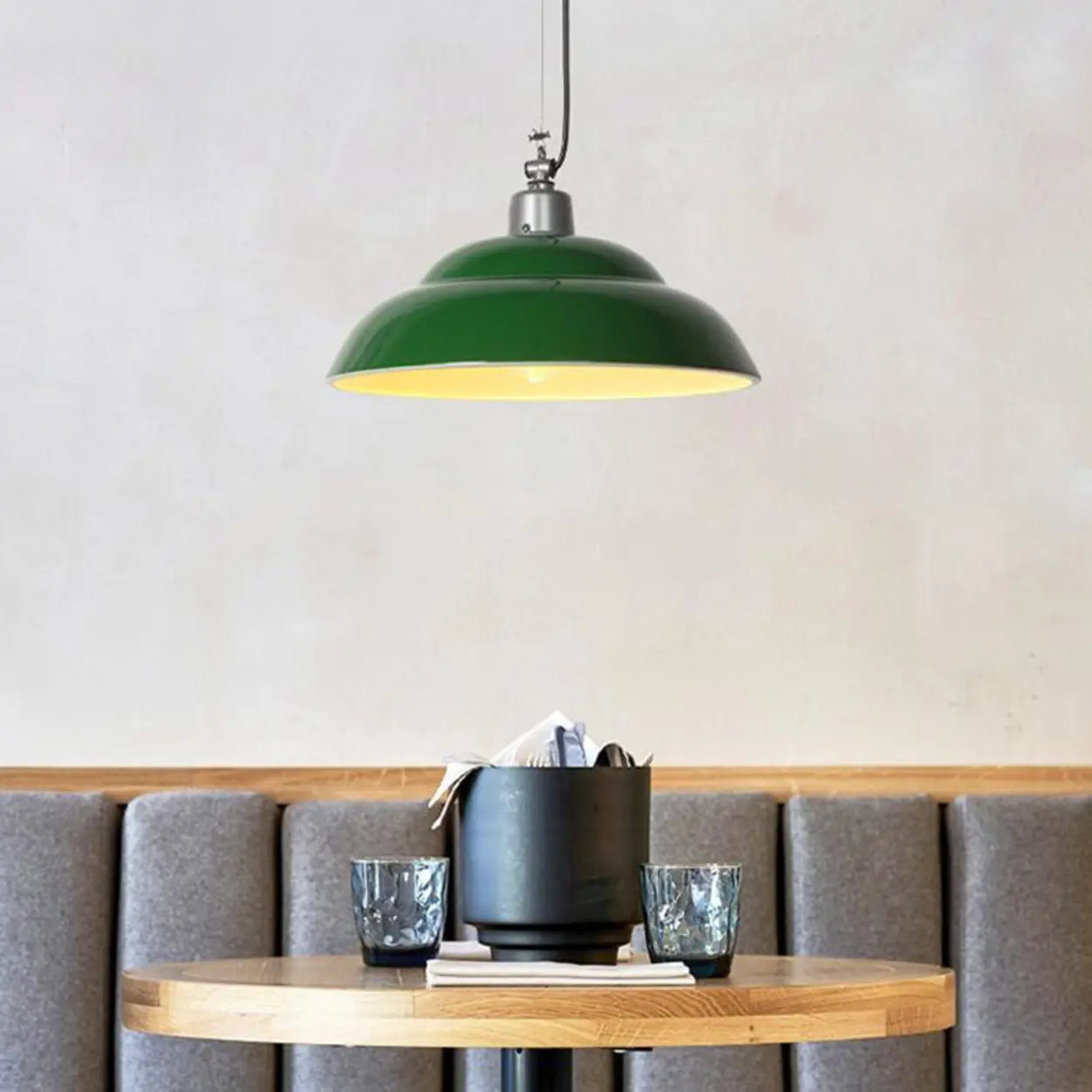 Industrial Green Warehouse Dome Pendant Light Image - 1