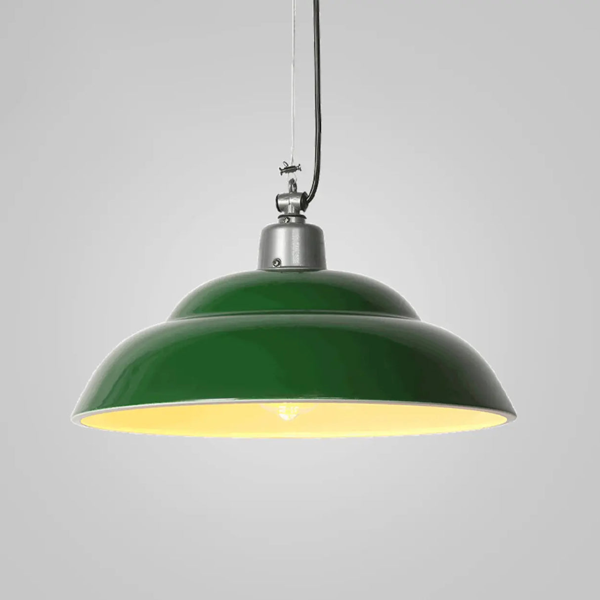 Industrial Green Warehouse Dome Pendant Light Image - 6