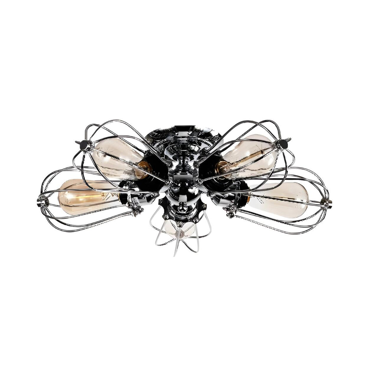 Industrial Iron Black Wire Semi-Flush Mount Lamp 5-Head Image - 11