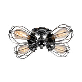 Industrial Iron Black Wire Semi-Flush Mount Lamp 5-Head Image - 12