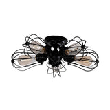 Industrial Iron Black Wire Semi-Flush Mount Lamp 5-Head Image - 3