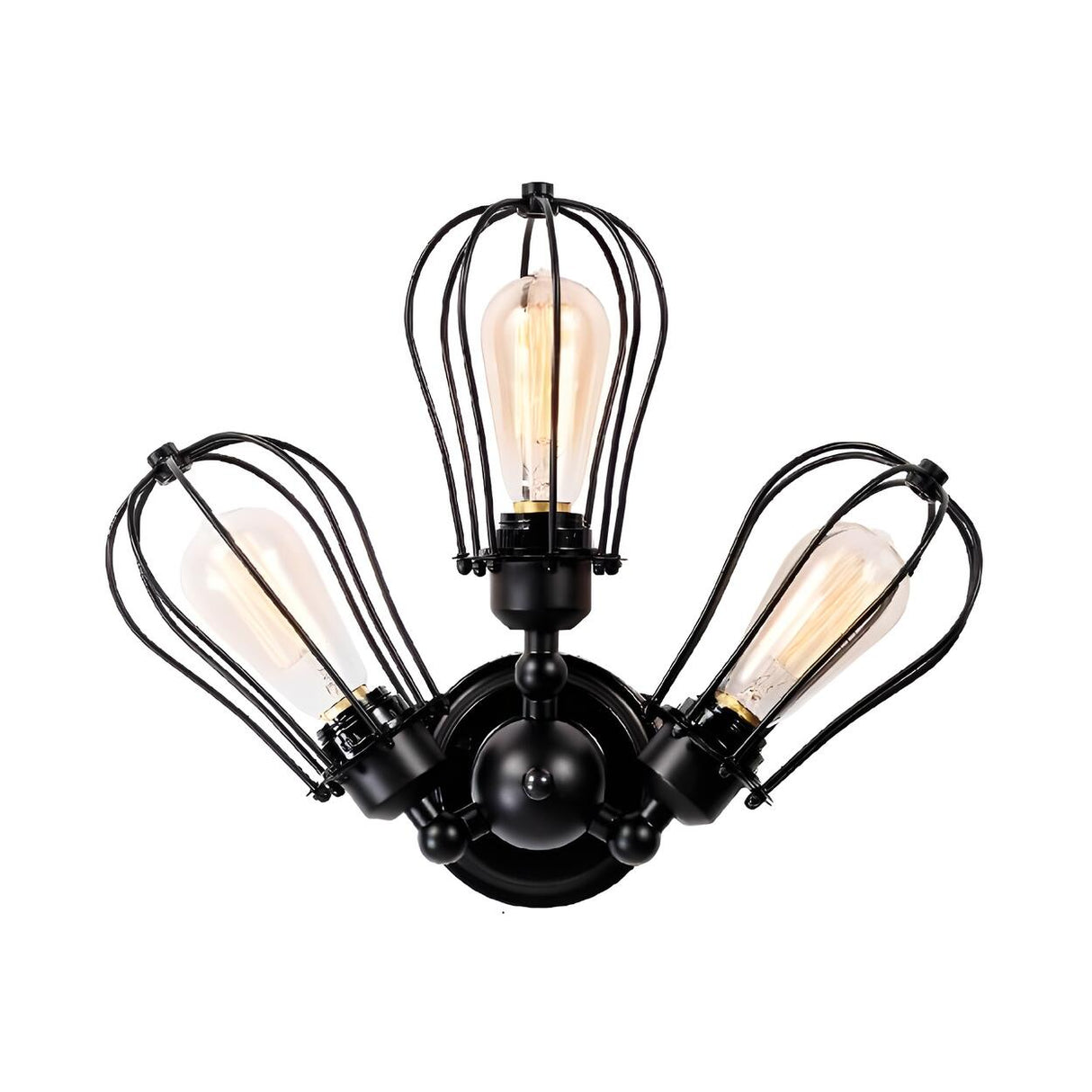 Industrial Iron Black Wire Semi-Flush Mount Lamp 5-Head Image - 5