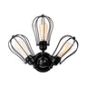 Industrial Iron Black Wire Semi-Flush Mount Lamp 5-Head Image - 5