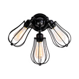 Industrial Iron Black Wire Semi-Flush Mount Lamp 5-Head Image - 6