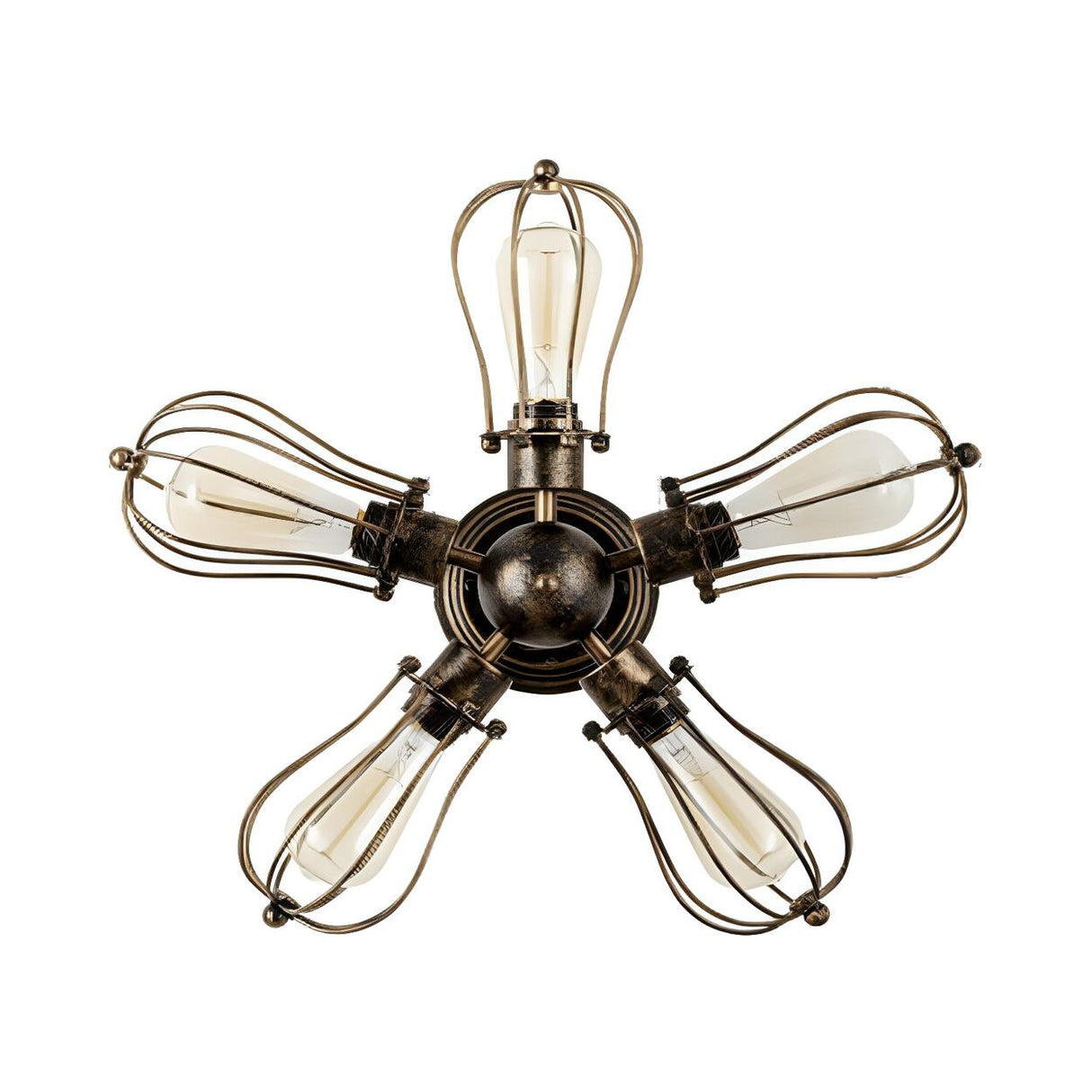 Industrial Iron Black Wire Semi-Flush Mount Lamp 5-Head Image - 7