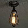 Industrial Iron Cage Edison Bulb Semi-Flush Mount Light Image - 2