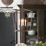 Industrial Iron Cage Foyer Chain Dining Room Chandelier Image - 1