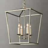 Industrial Iron Cage Foyer Chain Dining Room Chandelier Image - 10