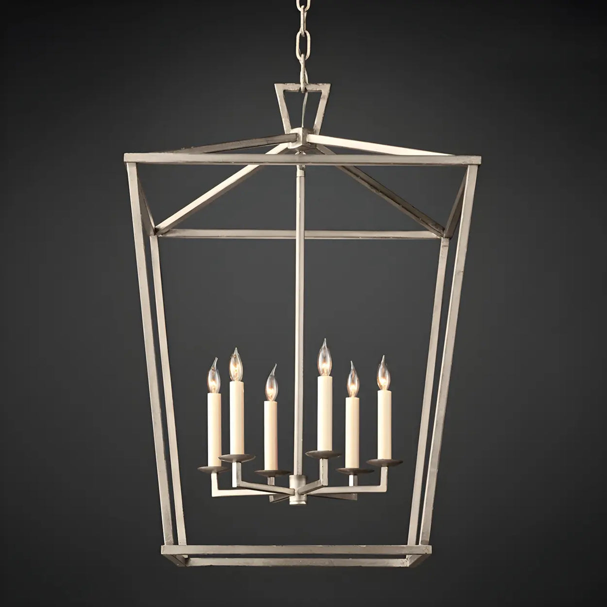 Industrial Iron Cage Foyer Chain Dining Room Chandelier Image - 11