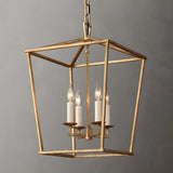 Industrial Iron Cage Foyer Chain Dining Room Chandelier Image - 6