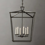 Industrial Iron Cage Foyer Chain Dining Room Chandelier Image - 9