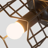 Industrial Iron Net Black Semi-Flush Mount Lamp Hallway Image - 12