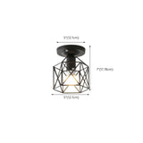 Industrial Iron Net Black Semi-Flush Mount Lamp Hallway #size