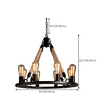 Industrial Wheel Metal Rope Living Room Black Chandelier Image - 22