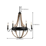 Industrial Wheel Metal Rope Living Room Black Chandelier Image - 24