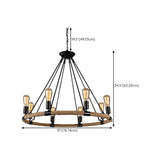 Industrial Wheel Metal Rope Living Room Black Chandelier Image - 19