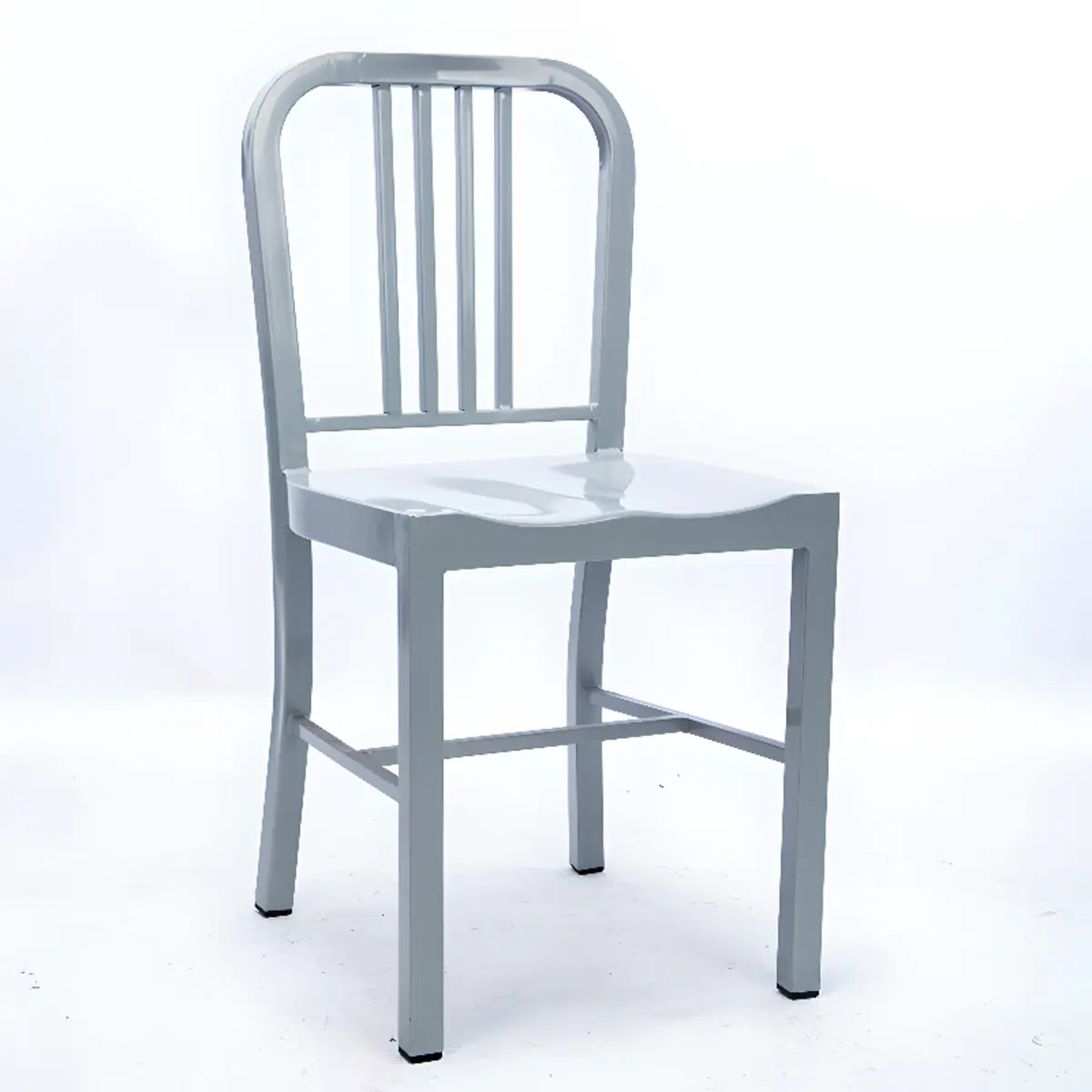 Industrial Kitchen Slatted Metal Dining Chair Sliver Image - 11