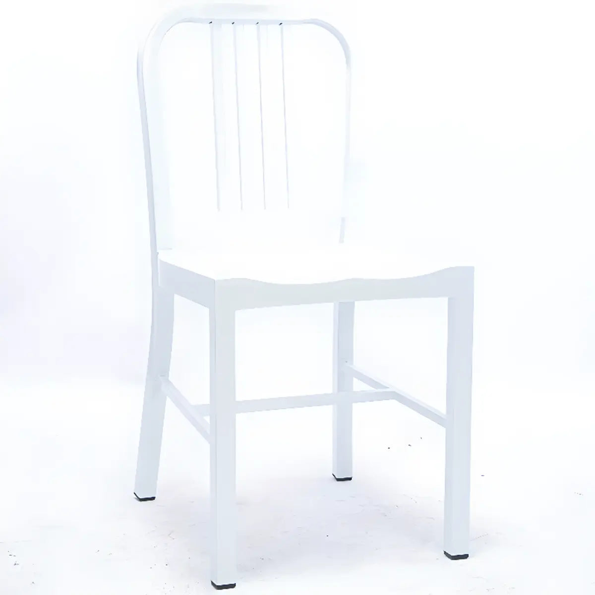 Industrial Kitchen Slatted Metal Dining Chair Sliver Image - 5