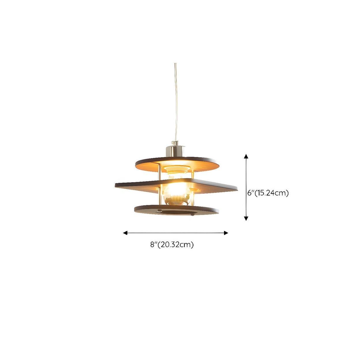 Industrial Layered Square Walnut Solid Wood Pendant Light 