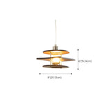 Industrial Layered Square Walnut Solid Wood Pendant Light #size