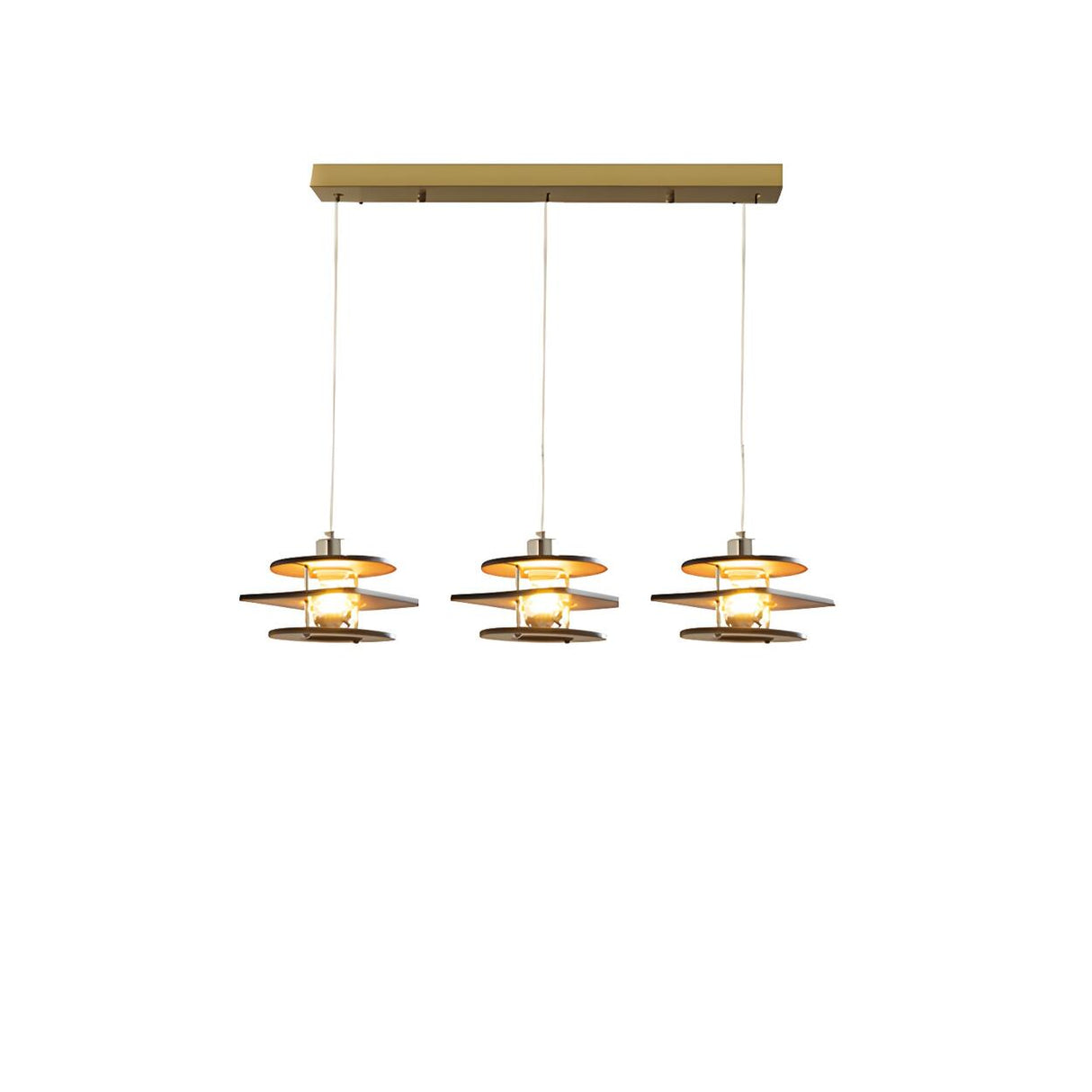 Industrial Layered Square Walnut Solid Wood Pendant Light Image - 5