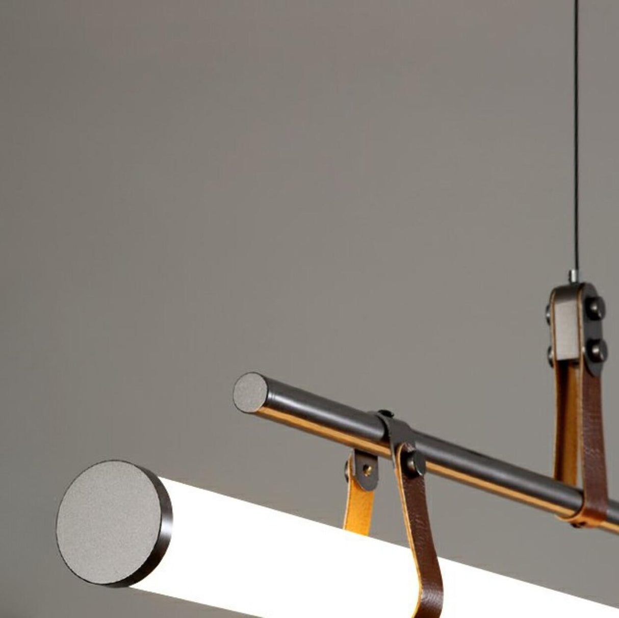 Industrial Linear Leather Straps Island Pendant Light Image - 12