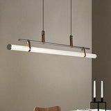 Industrial Linear Leather Straps Island Pendant Light Image - 7